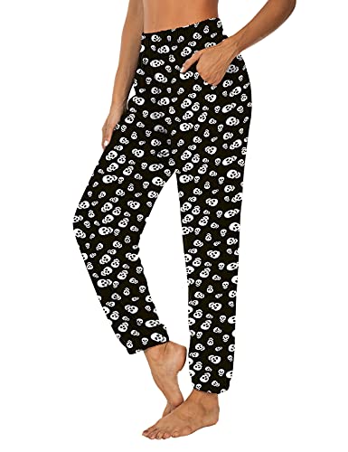KEEPBEAUTY Womens Active Yoga Sweatpants Loose Workout Joggers Pants Comfy Lounge Pants with Pockets Skull M