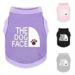 Personality Canine Attire: Soft, Lightweight Cotton Dog Clothes with 'The Dog Face' Print. Small and Medium Breeds, Perfect for Everyday Wear, Comfortable and Breathable Dog Shirt Purple M