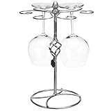 Classic Elegant Silver Metal Tabletop 6 Wine Glass Drying Rack Holder Display Stand / Air Dry System