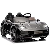 FORESEE Kids 24V 2-Seater Electric Ride On Car, 24V Licensed Porsche Taycan Turbo S Electric Power Ride On Car w/ 132lb Weight Capacity, Parent Control, MP3 Music, LED Lights - Black