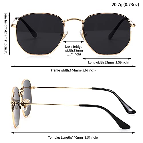 Andy's Orchids Small Square Sunglasses, Sunglass for Men and Women Polygon Mirrored Lens Sun Glasses Driving Eyewear Fashion Metal Frame Glasses UV4003