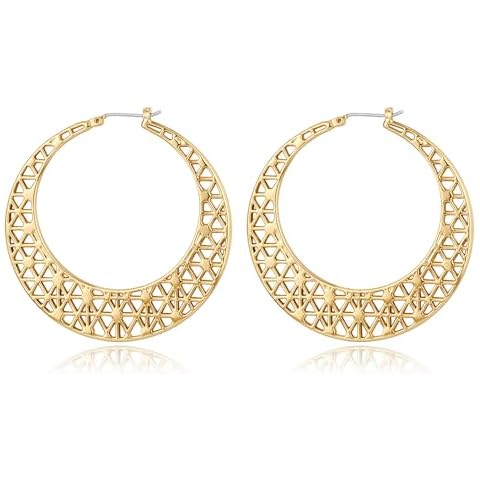 CLASSYZINT Gold Hoop Earrings for Women, 14K Gold Plated Filigree Hoop Earrings | Statement Earrings for Women | Chunky Gold Hoop Earrings Cover