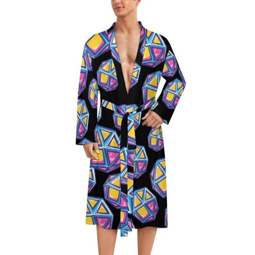 Bata de baño colorida Dice para hombre bata larga de manga larga