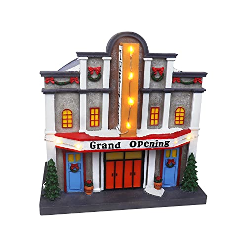 Christmas Village Movie Theatre - Pre-lit Musical Snow Village Collectible Building - Perfect Addition to Your Christmas Indoor Decorations & Holiday Displays - A Thoughtful Gift for Your Loved Ones