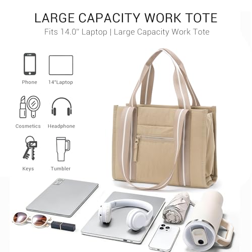 Image of ACUARIO Tote Bag for Women, Work Tote Handbag with Pockets, Shoulder Bag for Office Business Travel Daily Commute
