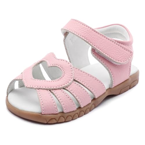 Image of Femizee Toddler Girls Leather Dress Sandals with Adjustable Strap | Toddler /Little Kids, Leather upper, Cushioned footbed, Hook-and-loop, Flexible Sole, Dressy summer occasions, Princess-style