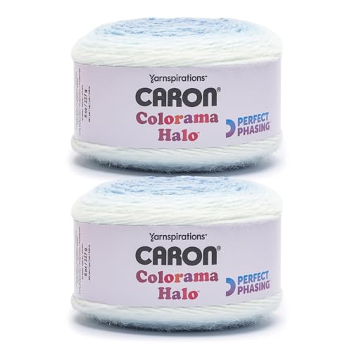 Caron Colorama Halo Cake Caron Skylight Frost Yarn - 2 Pack of 8oz/226.79g - 71% Acrylic 18% Nylon 11% Polyester - #5 Bulky - 60 Yards for Knitting Crocheting & Crafts