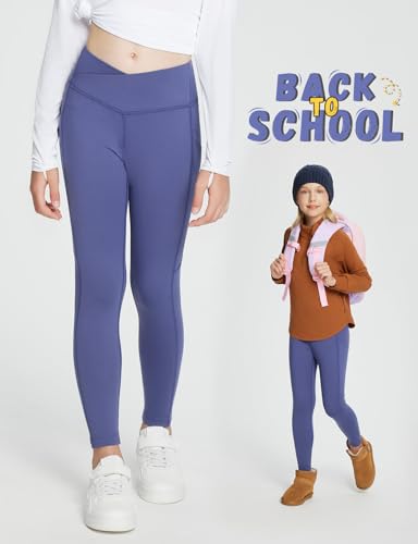 baleaf Girls Fleece Lined Leggings Athletic Yoga Pants Thermal Dance Tights Pockets Winter Running4