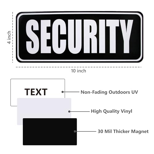 HTH Inc Magnetic Security Signs for Car (4\" x 10\", 2-Pack) – High-Visibility Black Security Magnets for Patrol Vehicles, Trucks & SUVs – Durable, Easy-Apply Magnetic Sign - Thumbnail 3