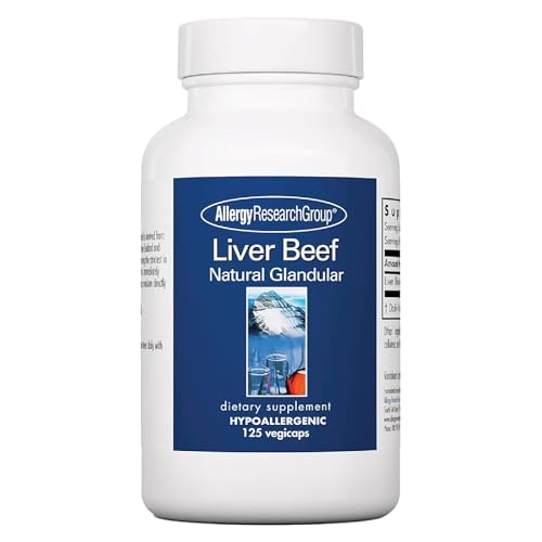 Allergy Research Group Beef Liver Supplement - Liver Function Support, Grass-fed Liver Capsules 1000mg, Glandular Liver Vitamins - 125 Count