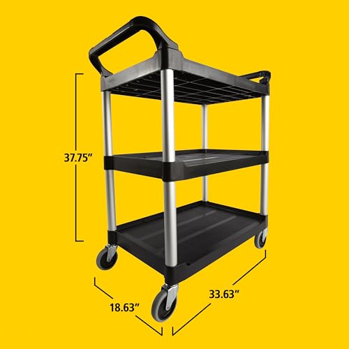 Rubbermaid Commercial Products, Rubbermaid Produkty Komercyjne Fg342488Bla Wózek Uzytkowy 3 Pólki Wózek Serwisowy, Czarny