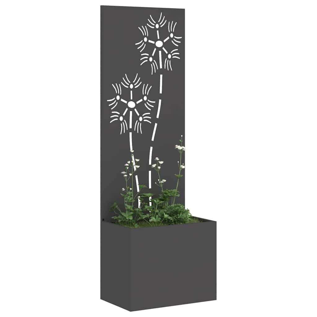 Panneau paysager extérieur noir avec motifs de fleurs pour balcon
