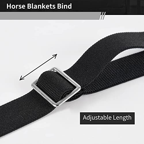 Premium Horse Blanket Sheet Leg Straps, Replacement Stretchy Belly Strap With Swivel Snaps And Loop End, Adjustable Length From 22 To 40 Inch Black (2 Pcs) #TOP3
