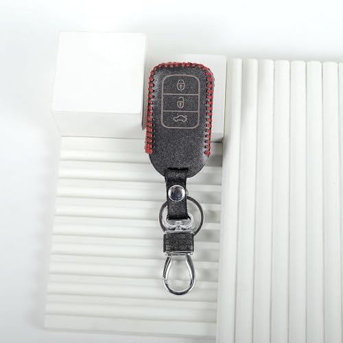Image of Leather Car Smart Key Cover Case for Honda City, Civic,Amaze, Elevate ,Accord, Jazz,BR-V, CR-V, WR-V(Black)