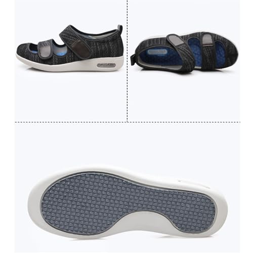 Men's Adjustable Edema Swollen Shoes, Mens Stylish Summer Breathable Diabetic Orthopedic Shoes, Comfy Easy Close Fattening and Widening Slippers, for Elderly Diabetic Plantar Fasciitis4