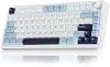 Teclado mecánico inalámbrico AULA F75 75%, intercambiable en caliente, switches Reaper pre-lubricados, 2.4GHz/Type-C/BT5.0, retroiluminación RGB (blanco y azul) 2