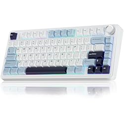AULA F75 75% Wireless Mechanical Keyboard, Hot Swappable Creamy Keyboard, Pre-lubed Reaper Switches, 2.4GHz/Type-C/BT5.0, RGB Backlit Gaming Keyboards(White & Blue)