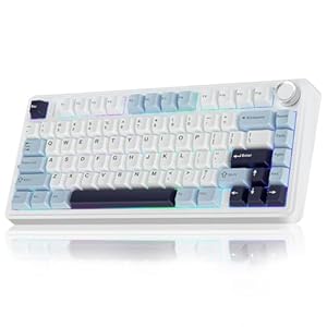 AULA F75 75% Wireless Mechanical Keyboard, Gasket Hot Swappable Creamy Keyboard, Pre-lubed Reaper Switches, 2.4GHz/Type-C/BT5.0, RGB Backlit Gaming Keyboards(White & Blue)