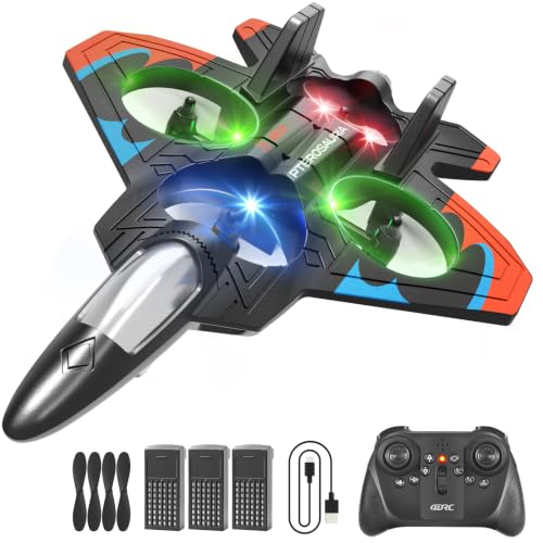 Image of 4DRC V32 Foam RC Airplane Drone with 3 Batteries, 60 Mins Long Flight RC Plane Helicopter Fighter Jet for Kids Adults 8-16, 360 Flip Stunt RC Airplane Helicopter, Toy Gift for Boys Beginners