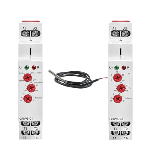 Relé de control de temperatura DIN GRW8-02 con sensor de 3 metros 16A CA CC 24-240V