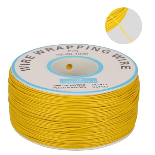 Watris Veiyi 0.25mm Kupferlitze, Gelb 30AWG 200m Litzenkabel, Leiterplattenanschlusskabel für Laptop, Motherboard, PCB Löten