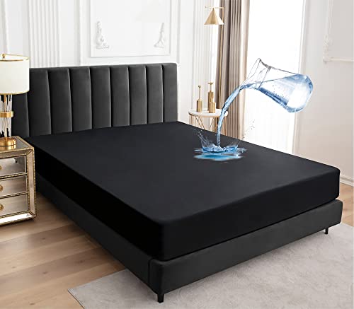 Sufdari Protector de colchón Impermeable Individual 150X200, Funda de colchón para Cama, 30 cm de Profundidad con Bolsillo Ajustable y Banda de Goma elástica