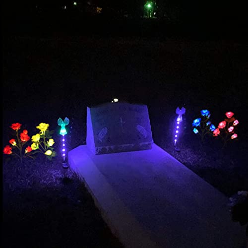 2 Pack Outdoor Solar Angel Statues For Christmas Garden Cemetery Decorative Light, Stakes Multi-Color Changing Led Waterproof Lawn Decor For Patio Cemetery Grave Gravesites, Memorial Gift #TOP6