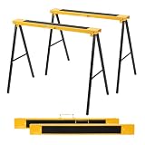 FANTASK 2 x Gerüstbock, Klappbock Set, Stützbock Sägehilfe, Arbeitsbock Metall, Unterstellbock Belastbar bis 275 KG, Faltbarer Bock mit Griff, Sägepferd Stahl, Gelb