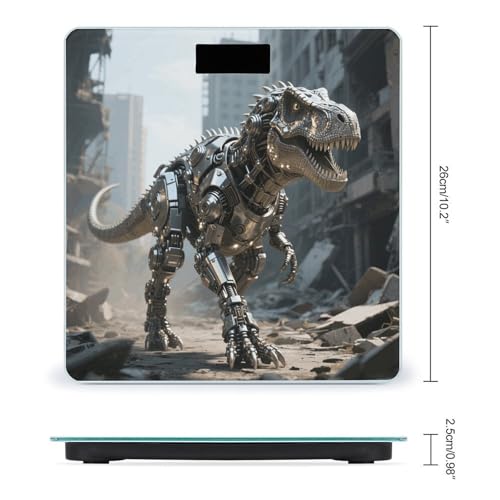 Báscula digital de baño dinosaurio de vidrio templado miniatura 2