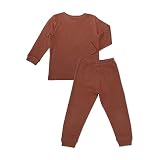Ehrenkind® Schlafanzug Kinder | 100% Bio-Baumwolle | Unisex | Standard 100 by Oeko-TEX | 122/128 Rost Waffel | Pyjama Jungen und Mädchen | Schlafanzug lang