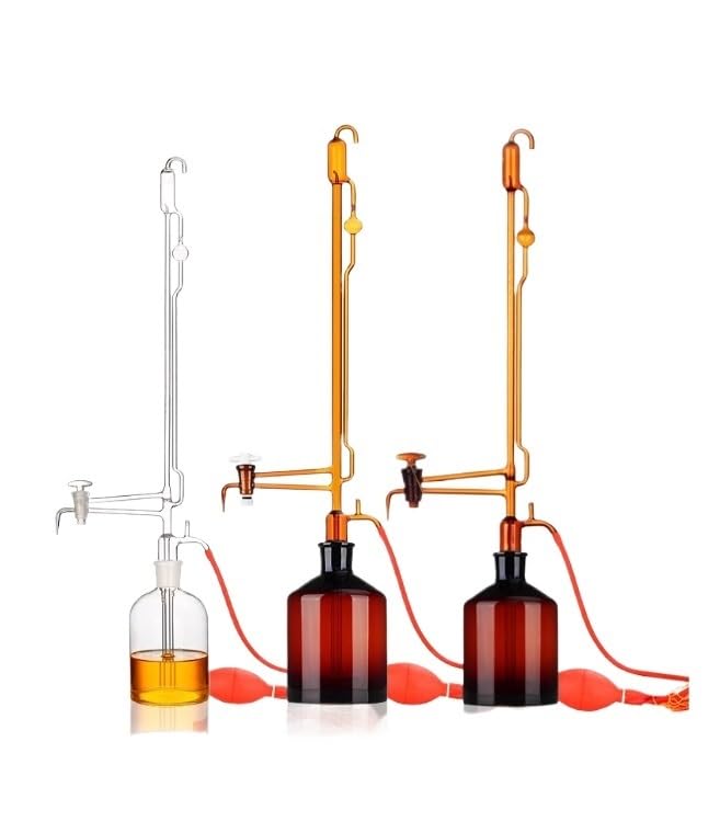Klasse A Automatische Selbstnullende Bürette, 10/25/50ml - Borosilicatglas mit 1L/2L Reservoir(Brown Glass piston 50ml)
