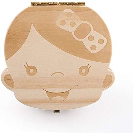 PagKis Baby Girl's Wooden Milk Teeth Keepsake Box Organizer Souvenir Box - 12