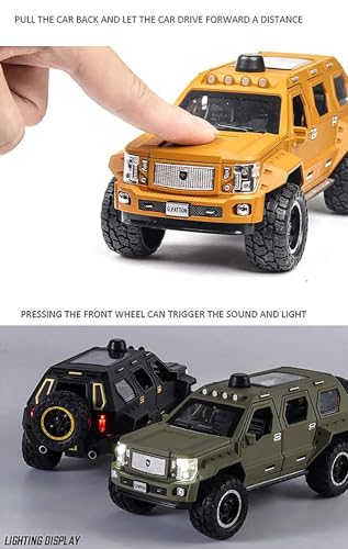Image of 1:24 Scale Big G Patton Off-Road Toy Car | Metal Pullback Diecast Car for Kids with Openable Doors, Sound, Light Effects Toy for Car Enthusiasts (Color As Per Available),black