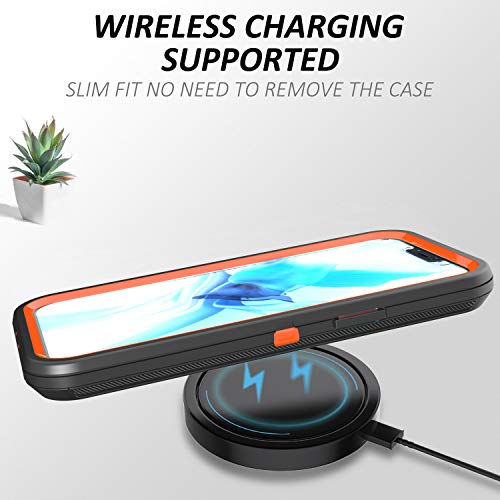 Coque de protection rigide iPhone 12 antichoc noire orange avec clip - 2