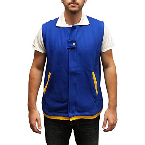 My Party Shirt Ash Ketchum Vest Adult Costume Original Trainer Halloween Blue Cotton Fleece Sleeveless Jacket TV Cosplay Gift