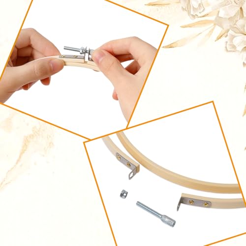 Image of Faylapa 6 Pieces Embroidery Hoop Adjustable Bamboo Round Cross Stitch Hoop Ring Display Frame 5 inch to 10 inch for Embroidery, Cross Stitch, Craft Sewing DIY Hanging Decoration