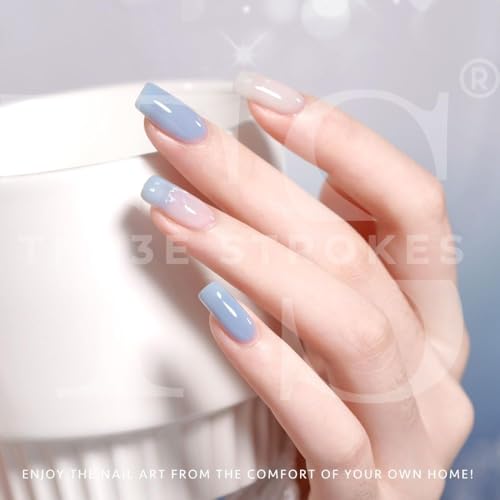 Image of THR3E STROKES Gel Nail Polish Set - 6 Colors Gel Polish Glitter Gel Polish Sparkle Nail Polish Gel Manicure DIY Salon Nail Art Gifts (SEA, 7.5ML)