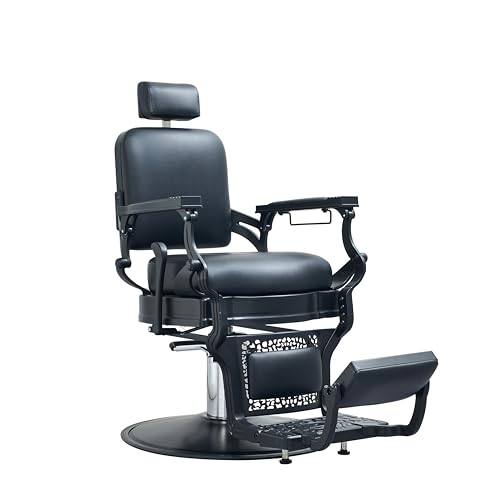 Vintage Barber Chair for Hair Stylist, Heavy Duty Barber Chair for Barbershop, Reclining Hair Salon Chair, Classic Tattoo Massage Beauty Spa Salon Equipment