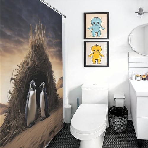 Rideau de douche manchot en polyester lavable 168x183cm - 3
