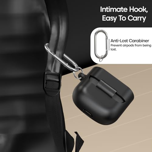 Image of Sounce Silicone Case Cover for Boat Airdopes 91 Prime, Soft Protective Shockproof Shell with Anti-Loss Keychain Clip, Dustproof and Scratch-Resistant Design, Secure Fit with Protection - Black