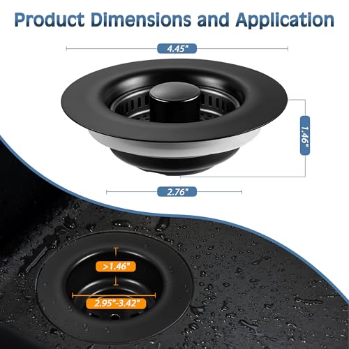 Filtre évier de cuisine anti-débris inox 304 noir mat américain x4