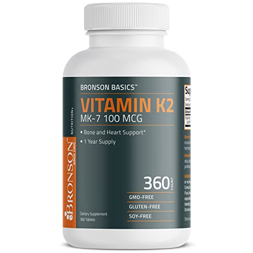 Bronson Vitamin K2 MK7 100 MCG, K2 as MK7 Menaquinone,Bone & Heart