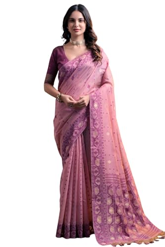 SGF11 Women's Soft Cotton Linen Silk Saree With Unstitched Blouse Piece product image 4