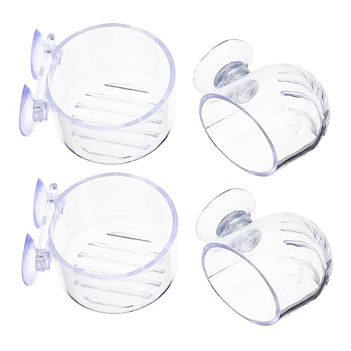 TOBBOMEY 4pcs Aquarium Fish Feeding Cup Worm Holder Acrylic Tank Feeder with Suction Cup