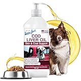 Happy Jack Cod Liver Fish Oil for Dogs Skin and Coat Supplement, Brain, Eyes, Bones, Hip, Joint, Heart & Immune System Health, Energy Booster (16 oz), Omega 3 with EPA & DHA, Vitamin A & D