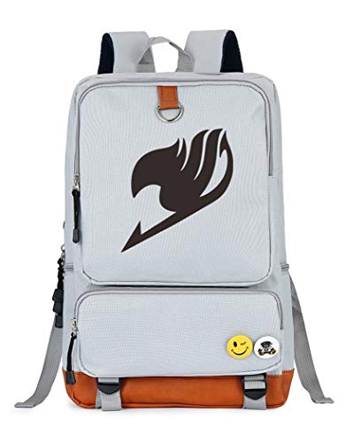 WANHONGYUE Fairy Tail Anime Laptop Rucksack Schultasche Büchertasche Schulrucksack Student Backpack Hellgrau /2