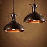 2 x Retro Industrielle Pendelleuchte, MOTENT Vintage Stil Hängeleuchte Ø 40cm Breite Umweltfreundlich Deckenleuchte Ceiling Lampe mit rustikalem Dome/Schüsselanordnung in Rustic Farbe