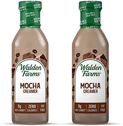 Walden Farms Mocha Coffee Creamer – Zero Calorie, Fat-Free, Sugar-Free, Low Carb, Keto-Friendly, Dairy-Free, Vegan – 2-Pack, 12 oz Bottles