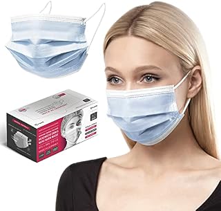 HARD 50 pieces Medical Face Masks, Made in Germany, Type IIR, CE certified EN14683, BFE three layers 99,78% protective surgical masks, disposable face masks - Adults - Blue