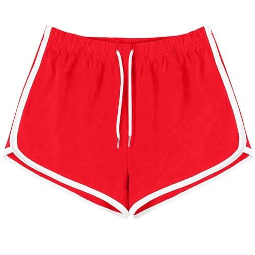 Athletic Shorts for Women 2024 Casual Summer Drawstring Workout Gym Sports Shorts Lounge Dolphin Short Yoga Pants Plus Size Athletic Shorts for Women Red M